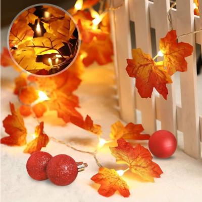 China Party LED Christmas Day Pendant Leaves Garden Decoration Maple Leaf String1.5M for sale