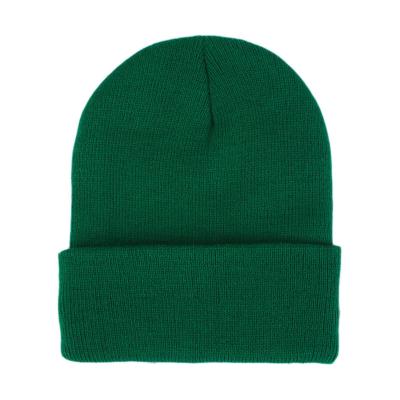 China 2021 COMMON High Quality Winter Plain Dyed Beanie Green Custom Hat 100% Acrylic Warm Knitted Beanie Custom Logo for sale