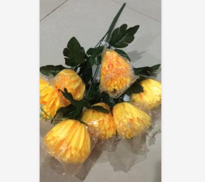 China artificial flowers 7 fork chrysanthemum funeral flowers FR-156R for sale