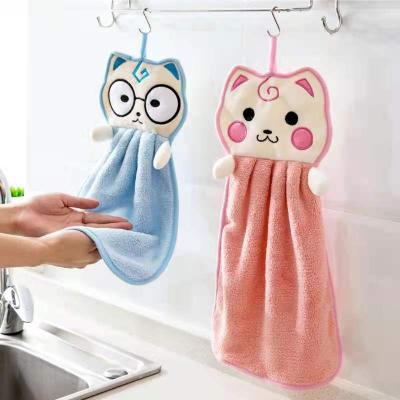 China Cheap Home Kitchen Hand Wash Dish Towel Cheap Home Hanging Picture Towel Cartoon Cute Face Thicken Micro Fiber Kitchen Towels for sale