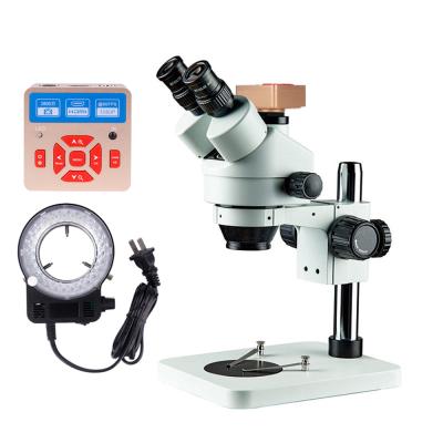 China digital microscope diamond microscope lupa video repair etc. PCB Magnification Trinocular Stereo Zoom Microscope 7X-45X for sale