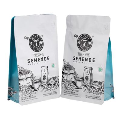 China Reusable 250g Zipper Custom Gusseted Eco-Friendly Coffee Valve Foil Flat Bottom Packaging Bags for sale