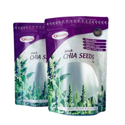 China Shock Resistance Rounded Matt Window Metallic Agricultural Chia Seed Food Grade Packaging Zip Lock Corner Opaque Bag for sale