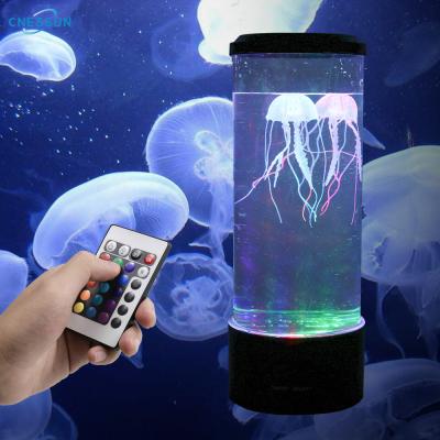 China Modern Fantasy Jellyfish Lamp 7 Color Changing RGB LED Jellyfish Electric Round Remote Aquarium Lava Lamp for sale