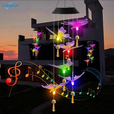 China Theme Park LANDSCAPE Garden Led Outdoor Color Changing Solar Garden Wind Chime Decorative Light for Garden Window for sale