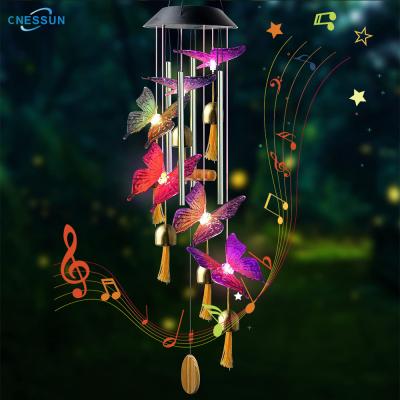 China Outdoor Hanging Theme Park LANDSCAPE Garden Color Changing Aluminum LED Garden Decoration Tube Solar Wind Chime Light for sale