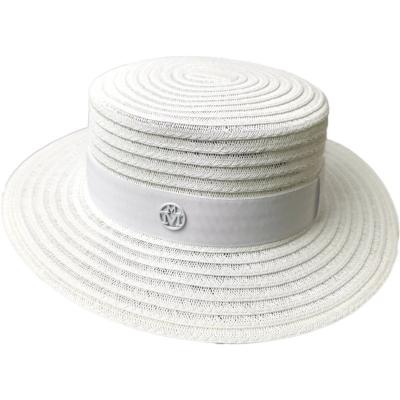 China Paris Fashion WeekMLetter Straw Hat Women's Outdoor Sun Protection Sun Hat French Straw Hat Japan And Korean Style Beach Flat Vacation for sale