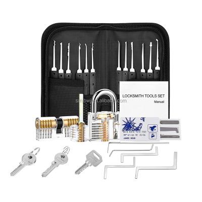 China Stainless Steel Locksmith Tools Supplies Training Lock Pick Set Hardware Stainless Steel Handle Tool for sale