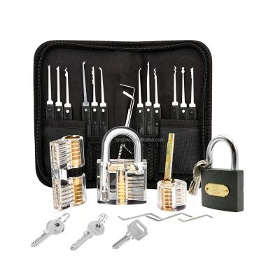 China 304 Stainless Steel Locksmith Tool Kit 17pcs Stainless Steel Locksmith Pick Training Skill Set New Transparent Lock Practice for sale