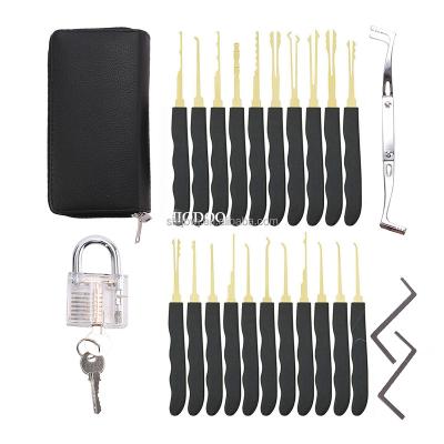 China Stainless Steel 24pcs Practice Lock Pick Tool Kit Padlock Locksmith Lockpick Unlocking Tool Kit for sale