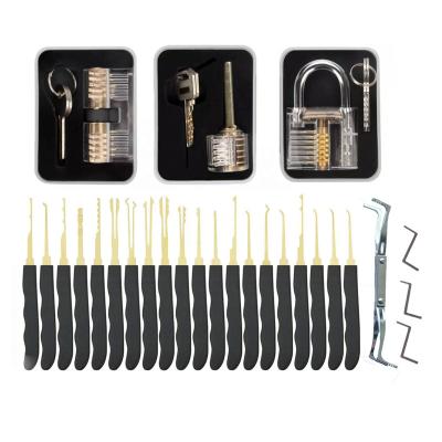 China Transparent Stainless Steel Locksmith Practice Tools 24 PCS Lock Pick Kit For Training for sale