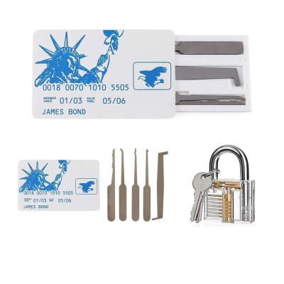 China Stainless Steel LOCKSMITH Tools VISA James Bond Credit Card Pick Set Multi Hook 5pcs Lock Pick Tool for sale