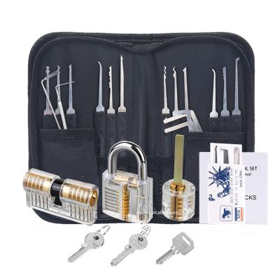 China Stainless Steel Locksmith Hand Tools Supplies Lock Pick Set Transparent Practice Padlock With Hooks Hardware for sale