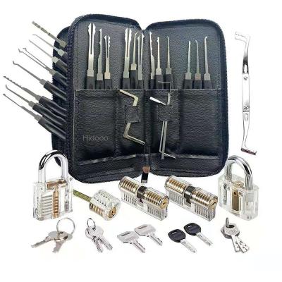 China Stainless Steel 24 Pcs Forming Lock Picking Set Practice Padlock Lockpick Locksmith Tool With Carry Bag for sale