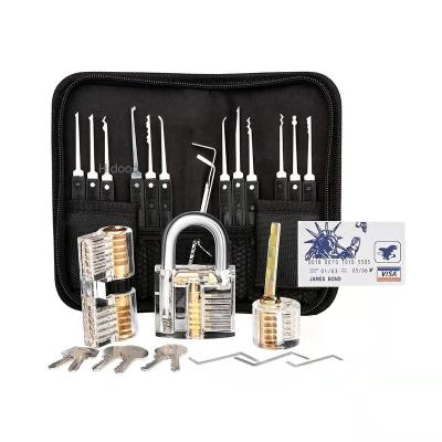 China Professional Multifunctional Stainless Steel 17pcs Tool Training Set Locksmith Lockpicking Tools for sale