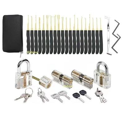 China Stainless Steel Lock Picking 24 Set Tool Locksmith Practice Tools With Black Training Bag for sale