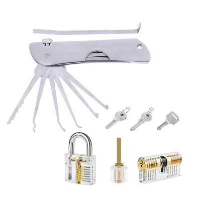 China Portable Folding Stainless Steel Door Lock Pick Opener Set Locksmith Tools for sale