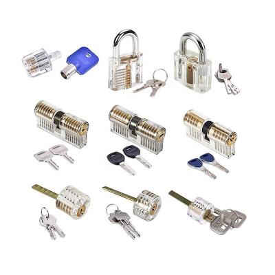 China Transparent Locksmith Tools Lockpicking Stainless Steel Professional Training Padlock Lock Picking Kit Practice Set for sale