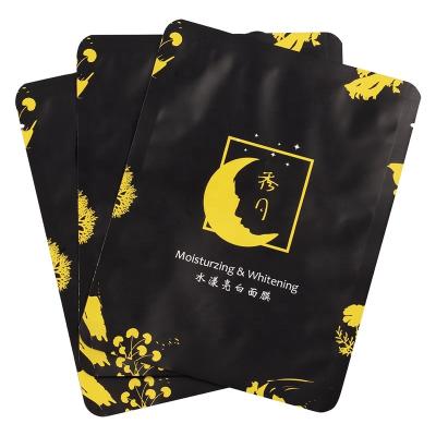 China Custom Logo 3 Side Seal Moisture Proof Aluminum Foil Bag Custom Logo Mask Skin Care Cream Packaging Facial Bag With Tear Notch for sale