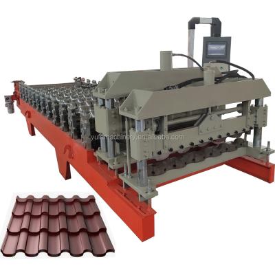 China Feeding Hotels 1250mm Width PPGI Tile Glazed Roll Forming Machine for sale