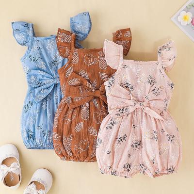 China 2022 New Cotton Baby Romper Children's Clothing Baby Floral Sling Bow Baby Overalls for sale