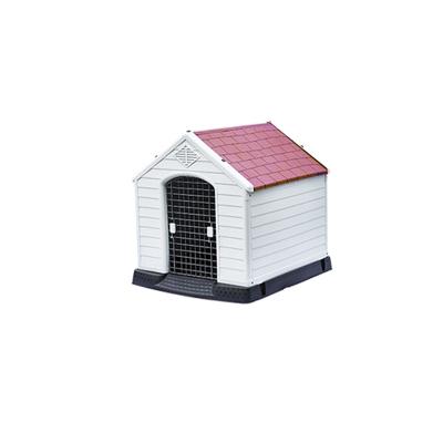 China Breathable Dog House Mid Durable Waterproof Plastic Indoor Outdoor Puppy Shelter Detachable Design with Air Vents and Raised Floor for sale