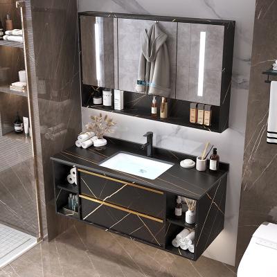 China Rock Dish Table Mohs Hardness Can Reach Grade 7 Bathroom Vanity APG021-90 Hot Selling Luxury Wall Mounted Bathroom Cabinet With Mirror for sale