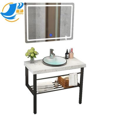 China Water proof modern minimalist style led bathroom mirror dressing table marble bathroom cabinet for sale