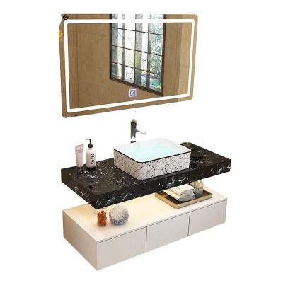 China Newest Design Bathroom Cabinet Vanity Unit Bathroom Strong And Wear Resistant Modern Marble Dressing Table Mirror for sale