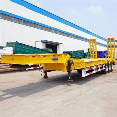 China 3/Tri Axle 35/50/55/60 Ton Lowboy Flatbed Tractor Trailer for Sale zu verkaufen