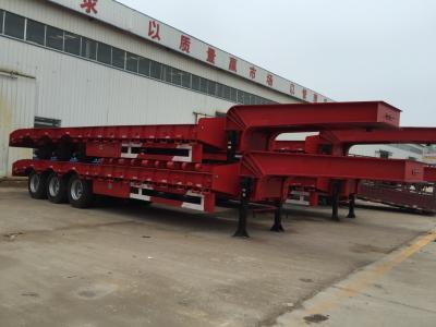 China Titan 3 axles lowbed semi trailer truck trailer,low bed trailer 100 ton,cargo trailer for sale