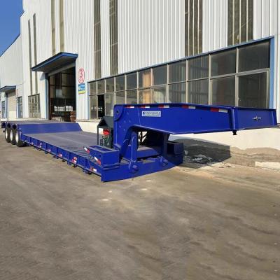 China Tri Axle Removable Lowboy Gooseneck Semi Trailers 80 Ton Detachable Heavy Load Trailer for Sale en venta