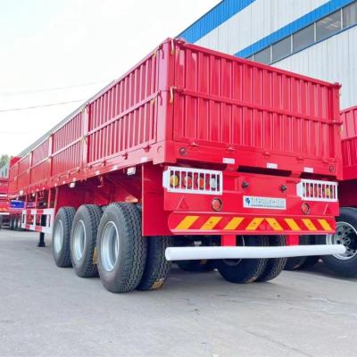 China Tri Axle Flatbed Trailer with Side Wall for Loading 40 Ton Bulk Cargo for Sale in Mauritius for sale