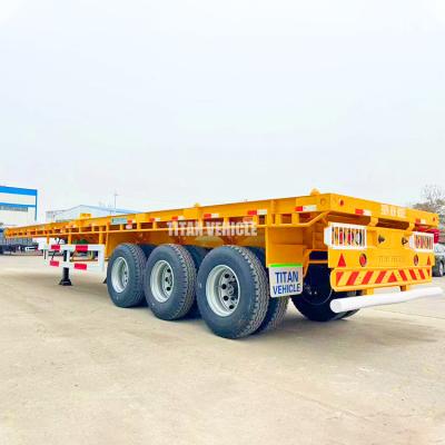 China TITAN Good Price 3 Axle Flatbed Trailer Semi Trailer Flatbed Truck Trailer for Sale zu verkaufen