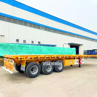 China TITAN 3 Axle 40ft 60ton Capacity Semi Flatbed Trailer Truck Trailer for Sale zu verkaufen