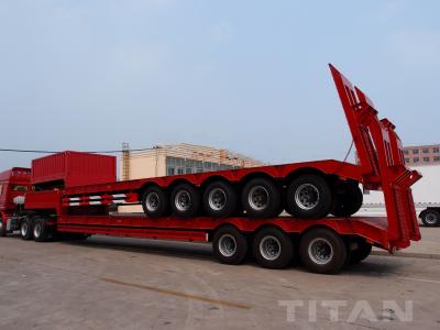 China 5 Axles Low bed Trailer with 80 tons trailer to carry construction equipment for sale for sale