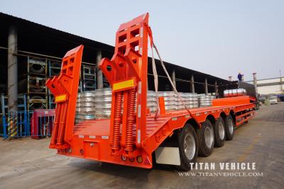 China 4 axles low bed trailer 100 ton with low bed trailer transporter for sale for sale