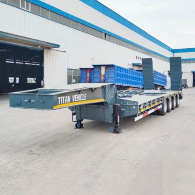 China TITAN 4 Axle 100 Ton 40 Feet Low Bed Trailer Price zu verkaufen