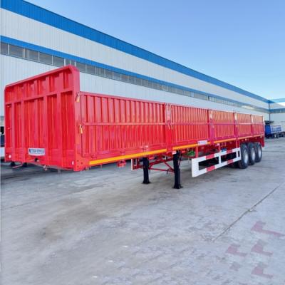 中国 TITAN Tri Axle 60 Tons Drop Side Semi Trailer for Sale | Bulk Cargo Semi Trailer 販売のため