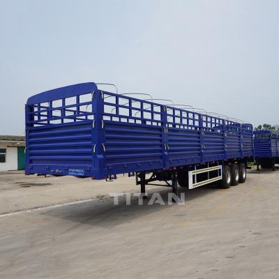 China Dry cargo carrier dropside 3 axles drop flatbed trailer side board semi trailer 40 ft dropsides flatbed trailer drop sid for sale