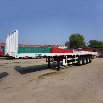 Κίνα 40 feet flatbed trailer 40ft 60 tons flat bed trailers cargo ship 40' flatbed container carrier trailer large 4 axles fl προς πώληση