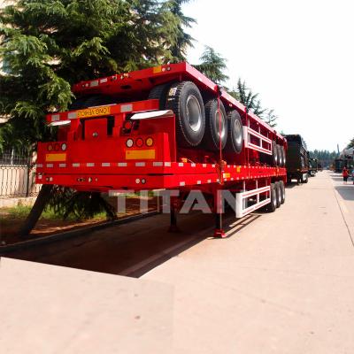 China 3 axles flatbed self loading trailer flat bed container semi trailer truck for sale à venda