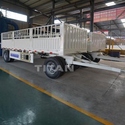 China 2 axle fence full trailer 2axle fence semi trailer with drawbar TITAN high quality full trailer for sale Te koop