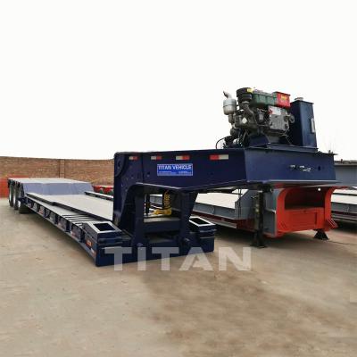 中国 TITAN 3 axle 60tons low bed trailer for excavator detachable gooseneck lowboy trailer price for sale 販売のため