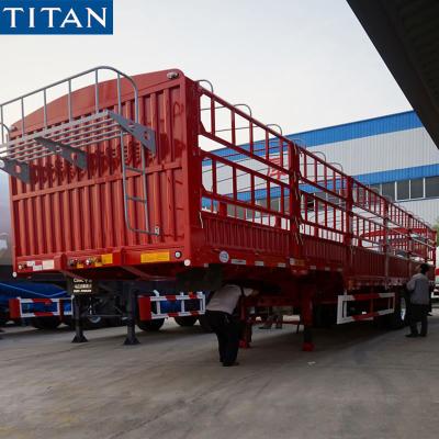 China 40 ton 60 ton dry cargo carrier trailer 3 axles fence semi trailer  Drawbar Trailer Te koop