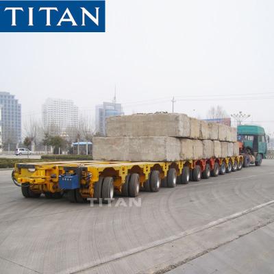 China TITAN heavy truck trailer 12 axle modular hydraulic trailer with tow bar for sale