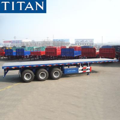 China TITAN 3 Axles 40FT Container Flat Bed Truck Trailer Flatbed Semi Trailer for sale