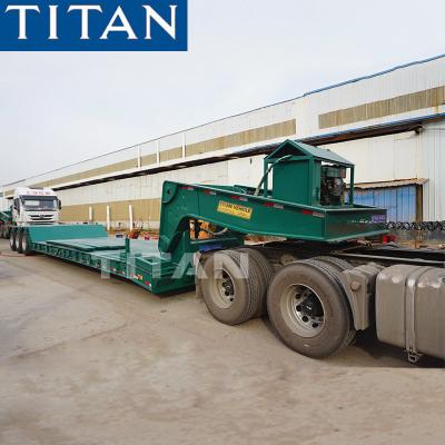 中国 TITAN 3 Axles 60 ton Excavator Removable Gooseneck Lowboy Trailer For Sale 販売のため