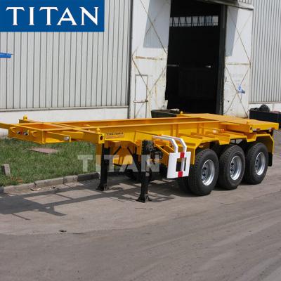 Cina China tri axle 20/40ft skel container chassis trailer for sale near me in vendita