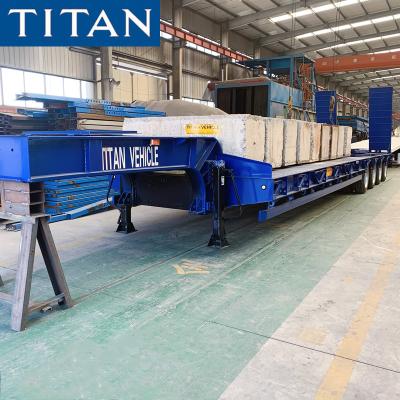 China TITAN 4 axle 100 tonne drop deck machine carriers lowbed trailer zu verkaufen